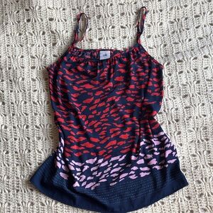 Women's Red and Pink Patterned Top